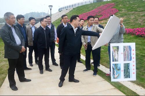 上饒市人大副主任、鄱陽縣縣委書記張禎祥蒞臨新昌南湖西河濕地公園項目